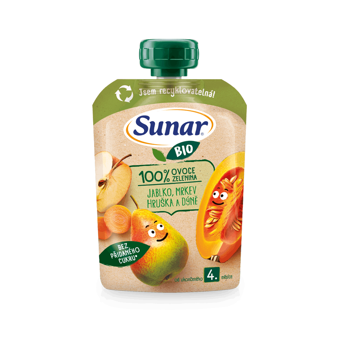 100% ovoce a zelenina jablko, mrkev, hruška a dýně